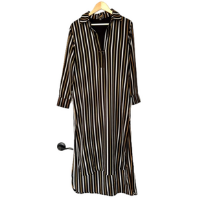 Jane plus one striped dress tunic black white yellow